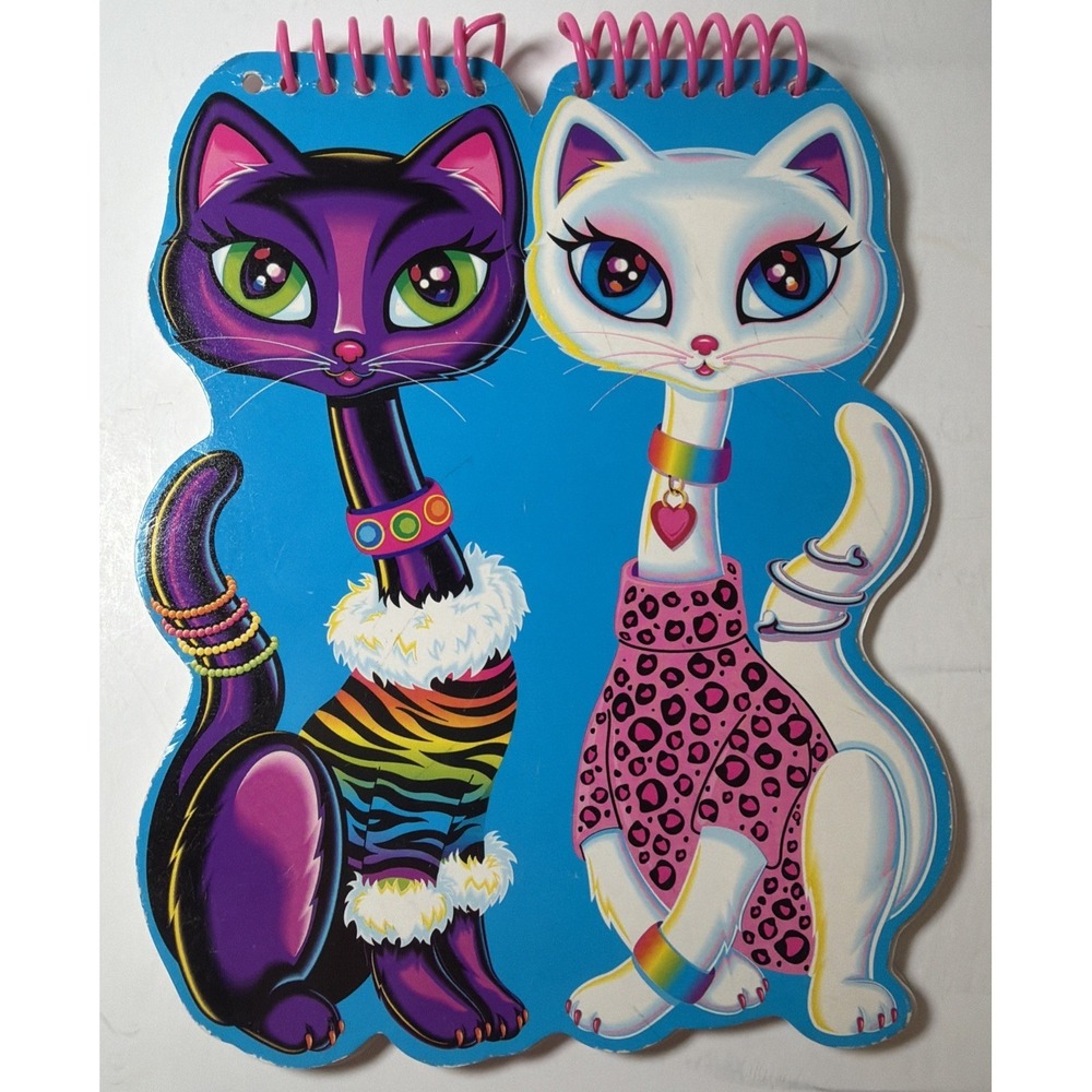 Vintage Lisa Frank Roxie & Rollie Siamese Cats Mini Spiral Notepad Die Cut 90s